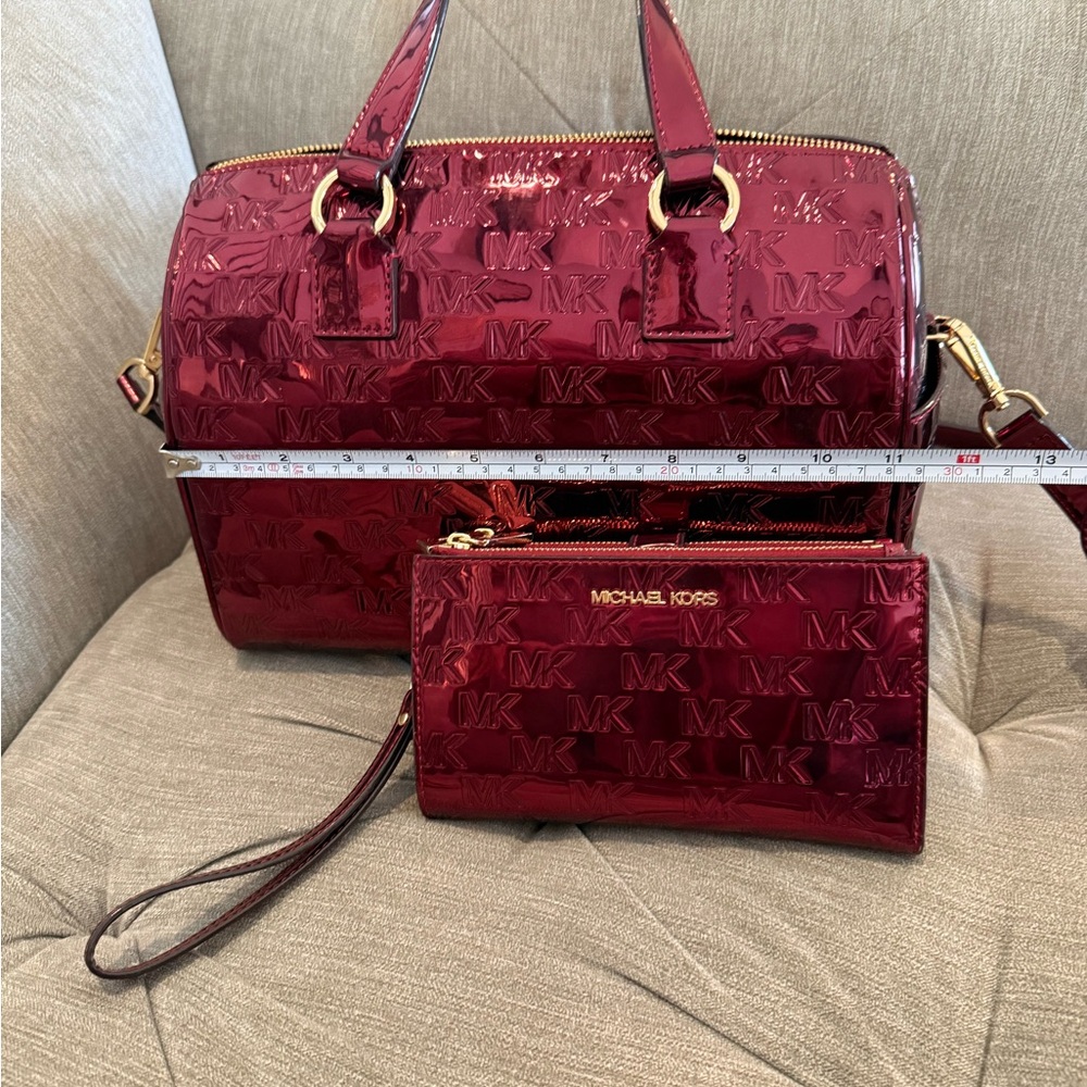 Michael Kors Glossy Red Satchel and Wallet Set - Picture 7 of 12